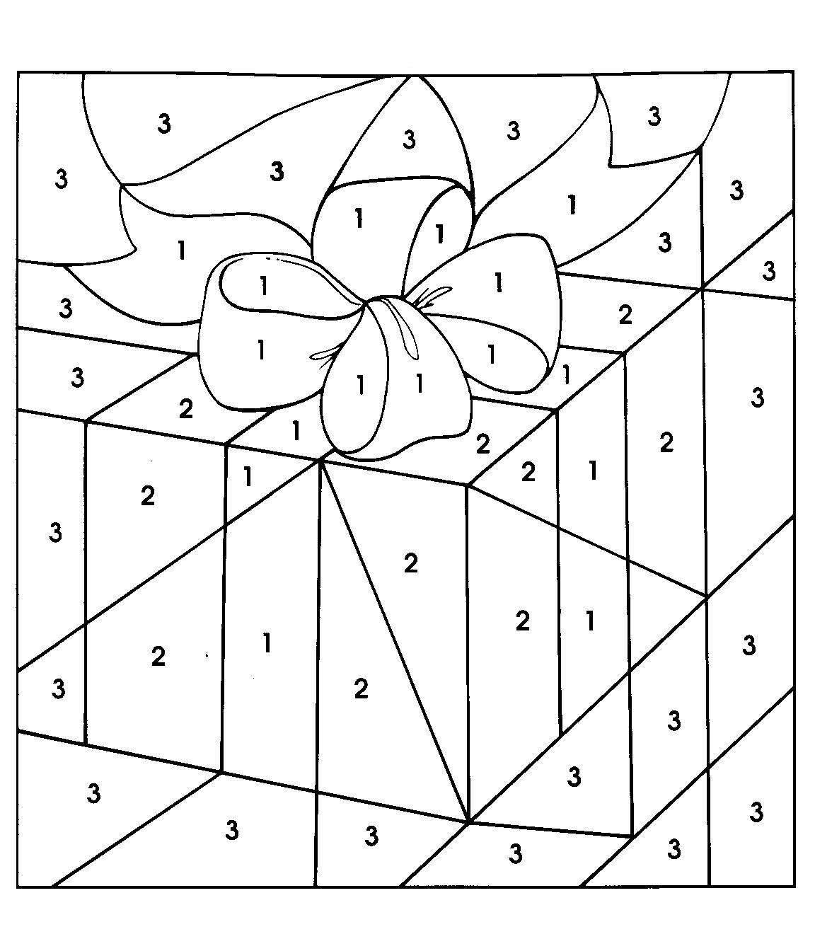 Desenho de Colorir com números de caixa de presente para colorir -  Tudodesenhos