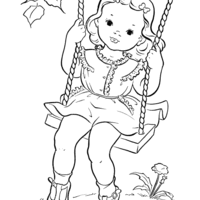 Desenho de Menina gangorrando para colorir