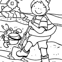 Desenho de Menina plantando no quintal de casa para colorir