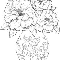 Desenho de Flores no jarro para colorir