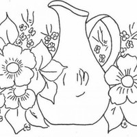 Desenho de Jarro e flores ao redor para colorir