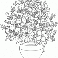 Desenho de Jarro com arranjo de flores para colorir