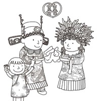 Desenho de Casamento chinês para colorir