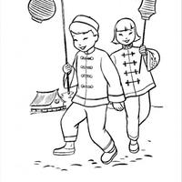 Desenho de Meninos chineses para colorir