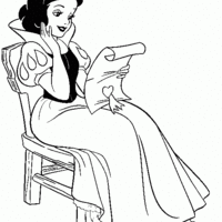 Desenho de Branca de Neve lendo cartinha para colorir