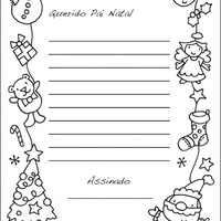 Desenho de Carta ao Papai Noel no Natal para colorir