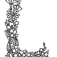 Desenho de Carta com borda de flores para colorir