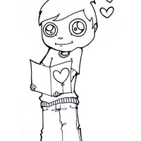 Desenho de Carta do Dia dos Namorados para colorir
