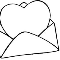 Desenho de Envelope com coração para colorir