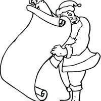 Desenho de Pai Natal lendo grande carta para colorir
