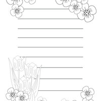 Desenho de Papel de carta com bonitas flores para colorir