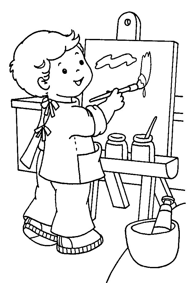 Desenho de Menino pintando quadro para colorir - Tudodesenhos