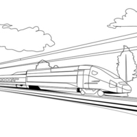 Desenho de Viagem em trem de alta velocidade para colorir