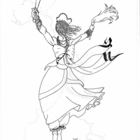 Desenho de Iansã dançando para colorir