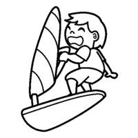 Desenho de Menino praticando windsurf para colorir
