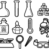 Desenho de Instrumentos de cientista para colorir