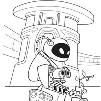 Desenho de EVA carregando Wall-e para colorir