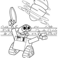 Desenho de Wall-e tentando capturar objeto para colorir