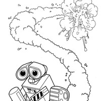 Desenho de Wall-e correndo com explosivo para colorir