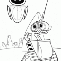 Desenho de Wall-e e EVA para colorir