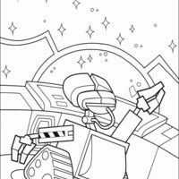 Desenho de Wall-e na nave espacial para colorir