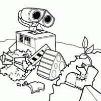 Desenho de Wall-e recolhendo lixo para colorir