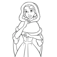 Desenho de Bela e sua capa de frio para colorir