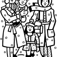 Desenho de Família bem abrigada para inverno para colorir