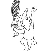 Desenho de Menina dando saque no tênis para colorir