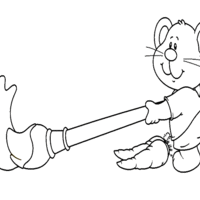 Desenho de Ratinho pintando com pincel para colorir