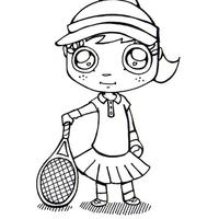 Desenho de Menina e raquete de tênis para colorir