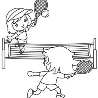 Desenho de Meninas jogando tênis para colorir