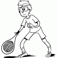 Desenho de Menino a espera de jogada no tênis para colorir