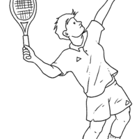 Desenho de Menino sacando bola no tênis para colorir