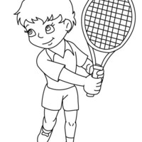 Desenho de Menino treinando tênis para colorir