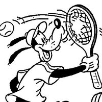 Desenho de Pateta jogando tênis para colorir