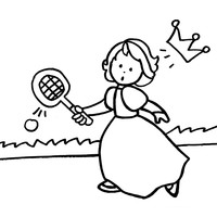 Desenho de Princesa jogando tênis para colorir