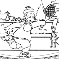 Desenho de Simpsons jogando tênis para colorir