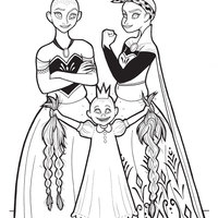 Desenho de Anna e Elsa Frozen com câncer para colorir