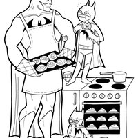 Desenho de Batman preparando comida para colorir