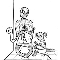 Desenho de Homem Aranha no banheiro para colorir
