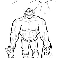 Desenho de Hulk carinhoso com o filho para colorir