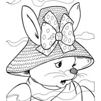 Desenho de Coelha e touca para colorir