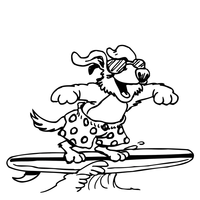 Desenho de Cachorro surfista para colorir