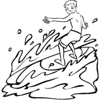Desenho de Menino surfista pegando onda para colorir