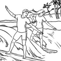 Desenho de Surfistas para colorir