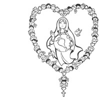 Desenho de Rosário de Nossa Senhora para colorir