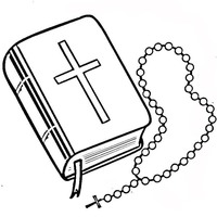 Desenho de Terço e bíblia para colorir
