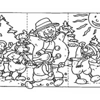 Desenho de Quebra-cabeça de boneco de neve para colorir