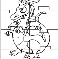 Desenho de Quebra-cabeça de dragão para colorir